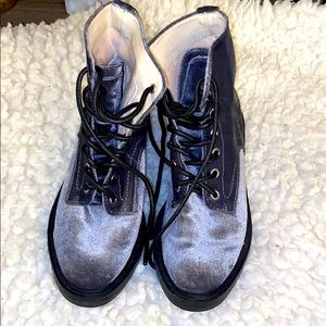 Dolce Vita Grey Velvet Combat Boots